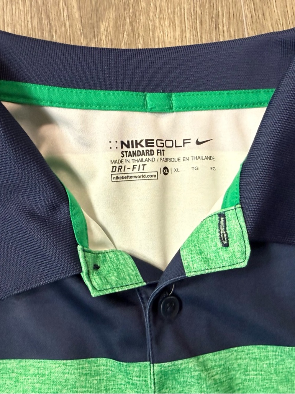 Nike Golf Green Polo & Navy/Green Stripe Polo Set Short Sleeve XL Dri Fit - Picture 2 of 11